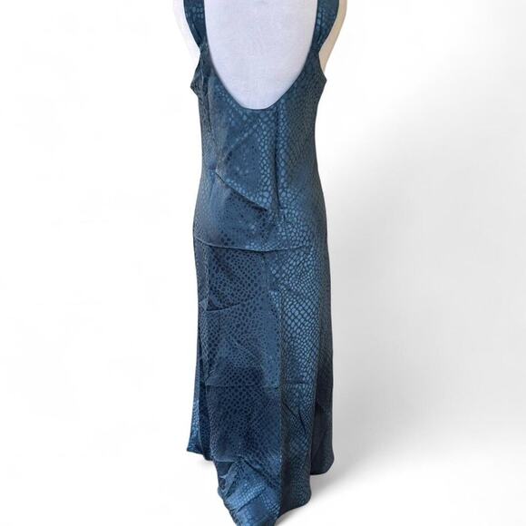 90'S VINTAGE JONES NEW YORK BLUE‎ SATINY MAXI DRESS LARGE. - Picture 4 of 7